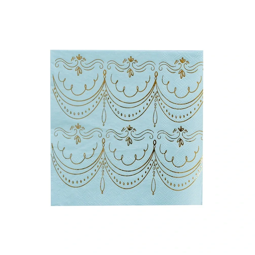 Elegant Blue and Gold Decorative Paper Napkins